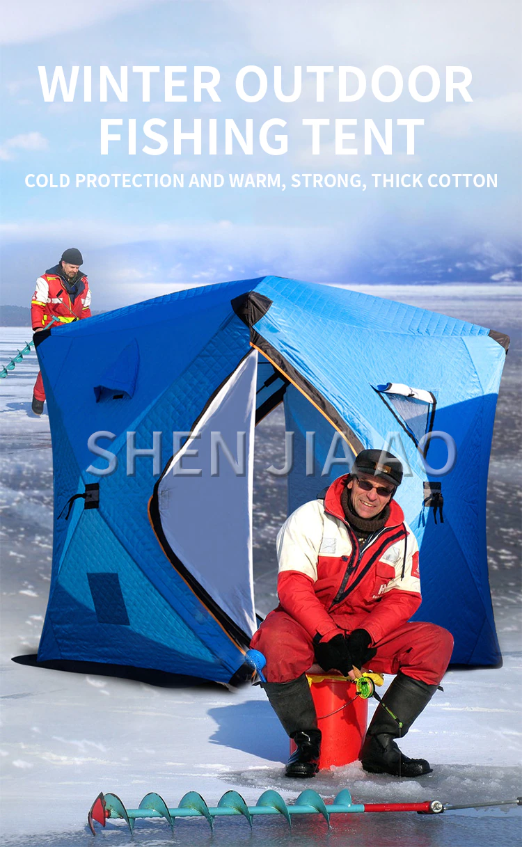 Cheap Goat Tents Outdoor Winter Fishing Tent Cotton warm and Thickened Cold proof multi person snow fishing house Easy to carry winter fishing   
